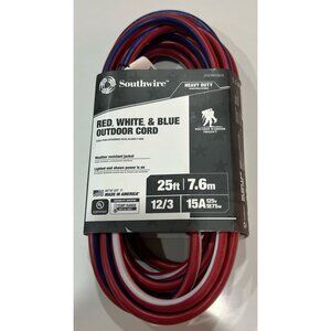 Southwire 25-foot "Red, White, & Blue" outdoor extension cord.